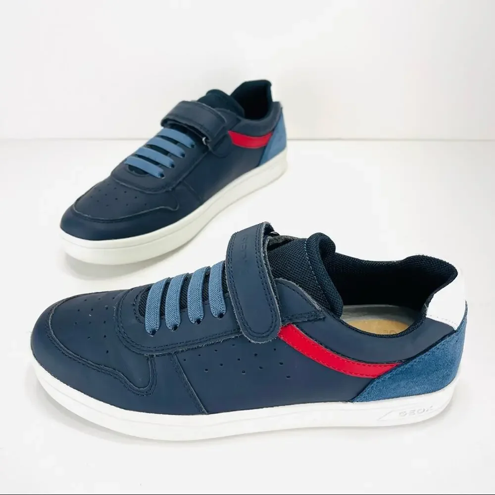 Geox Respira Youth Classic Sneaker Size 5 Navy Blue Italian Leather Padded Comfy